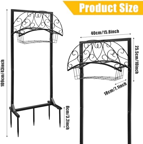 Garden Water Hose Holder - Waterhose Stand for Outside Freestanding, Heavy Duty 5-Spikes Free Standing Hose Hanger Rack Organizer with Storage Basket Holds 160ft Water Pipe for Yard Lawn - Image 2