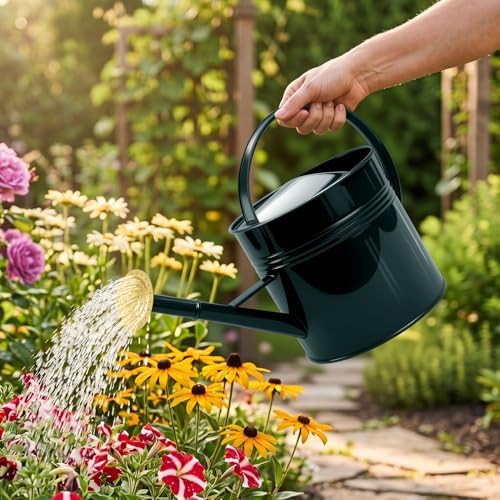 2.5 Gallon Dark Green Metal Watering Can for Plants and Garden with Removable Spout, Made of Galvanized Iron - Image 7