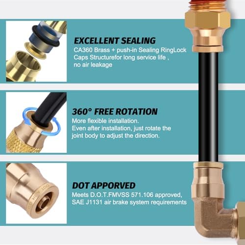 100FT 1/4" DOT Air Line Kit with 22PCS Brass Fittings, Cutter & Teflon Tape - Image 5
