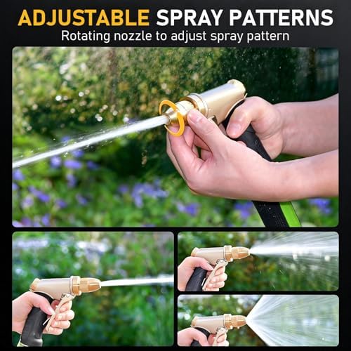 Heavy Duty Metal High Pressure Garden Hose Nozzle Set with Expandable Flexible Water Hose, Adjustable Spray Water Sprayer Gun for Car Washing Lawn Watering Patio Cleaning - Image 3