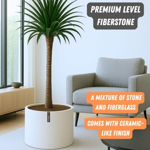 Fox & Fern Large Planter for Indoor or Outdoor, White Matte, 18.7 Inch - Image 5