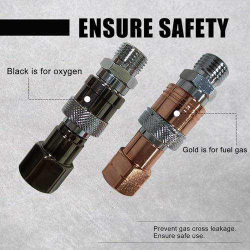 Upgraded Oxy Acetylene Quick Connects,Quick Connect Hose Fittings,Cutting Torch Hose Quick Connect Sets,Fit for 9/16"-18 B Fittings, Max 29 PSI for Fuel Gas and 145 PSI for Oxygen - Image 4
