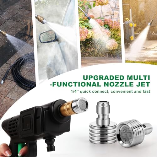 60FT Sewer Jetter Kit for Pressure Washer, 5800PSI Drain Cleaner Hose 1/4 Inch NPT Corner, Rotating Button and Spray Sewer Jetting Nozzle, Water Jet Drain Cleaner Spanner Tape Pearl Corsage Pin - Image 4