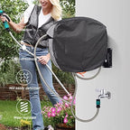 Garden Wall Mounted Retractable Hose Reel Cover, 450D Oxford Polyester Coated Tarp, 100% Waterproof Sunscreen Hose Reel Cover, for:Giraffe tools,Ayleid,Gardena and More.grey,24"L x18"Wx24H" - Image 2