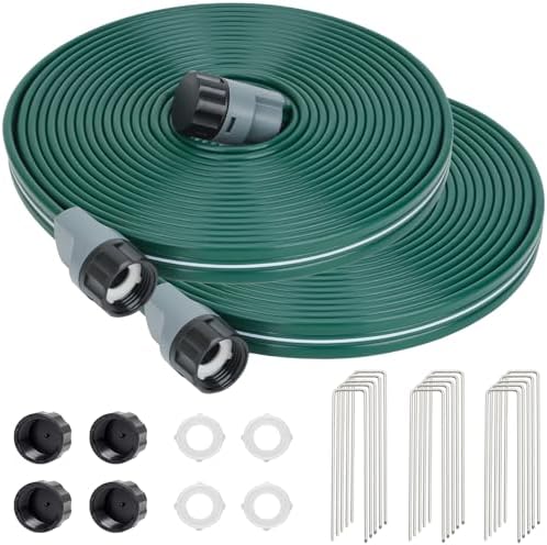 Sprinkler Soaker Hose 25ft 2Pack for Garden Lawn, Watering Pipe with Holes, High-Efficiency Water-Saving Garden Irrigation System, Drip Hose Sprinkler by DXront