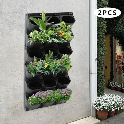 36 Pots Vertical Garden Planter Self Watering Vertical Wall Planter Wall-Mounted Stackable Hanging Planters for Indoor/Outdoor (Black) - Image 2