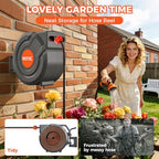 Upgraded Retractable Garden Hose Reel 5/8" x 100 ft 9 Pattern Nozzle Any Length Lock Wall-Mounted Automatic Slow Return 180° Swivel UV Resistant Heavy Duty Hose Reels for Outside - Image 2