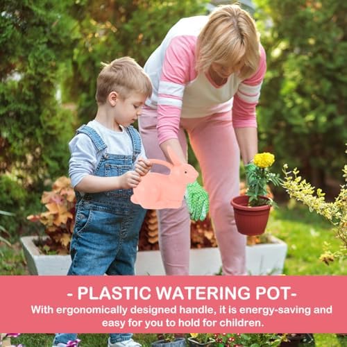 Garneck Rabbit Watering can for Kids 1.2L Plastic Garden Water Sprinkler Cute Bunny Shape Small Indoor Outdoor Plant Pot for Children - Image 4