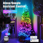 Smart Christmas String Lights - 196FT 600 RGB LEDs WiFi Multi-Color Changing Compatible with Alexa & Google Home for 6-8ft Christmas Tree - Image 7