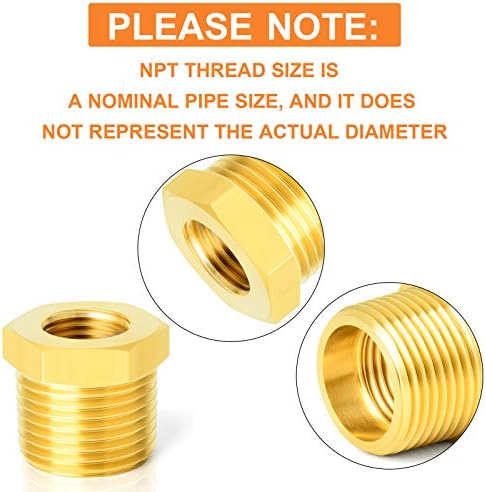 GASHER 36PCS Brass Hex Bushing Fitting Kit Hex Bushing 1/4" - 1/8", 3/8" - 1/8", 3/8" - 1/4", 1/2" - 1/4", 1/2" - 3/8", 3/4" - 1/2" - Image 5