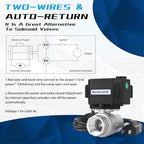 3/4" Motorized Ball Valve - 2 Wire Auto Return Electric Water Valve normally closed with Manual Override, Full Port Automatic Ball Valve, Stainless Steel, 110-230V AC, NSF Certified, IP67 - Image 5