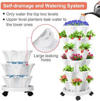 GameXcel Vertical Planter Tower - 6 Tier Stackable Garden Planters with Wheels and Tools Plant Pots for Strawberry Herb Flower and Vegetable Indoor Outdoor Use White - Image 3