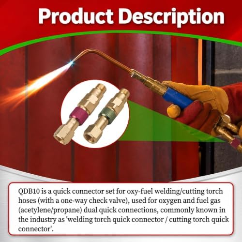 QDB10 Torch To Hose Quick Connect Fittings for Welding Torch, 9/16"B Thread - Image 3