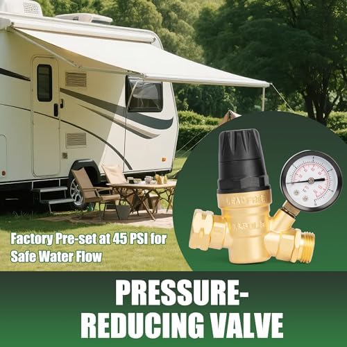 U.S. Solid 3/4 in GHT RV Water Pressure Regulator, Handwheel-Adjustable Lead-Free Brass, 45 psi Preset, 0-140 psi Gauge, Stainless Filter, for RV Camper Trailer and Garden Hose - Image 5