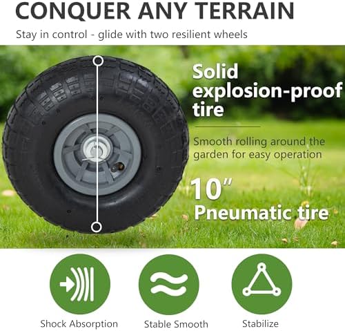 PayLessHere | Garden Hose Reel Cart | Holds Upto 300ft of 5/8" Hose | Tan - Image 4