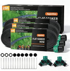 Flat Soaker Hose 25 ft 3-Pack with Splitter, 80% Water-Saving Drip Irrigation Hose 75 ft, Linkable DIY Garden Soaker Hose System for Garden Beds, Lawn, Vegetables & Trees (25ft 3-pack) by Apgooface