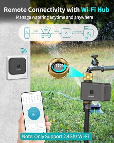 WiFi Hose Timer with Brass Inlet, Smart Water Timer 1 Zone, Sprinkler Timer w/WiFi hub for Remote Control via 2.4Ghz WiFi, Voice/App Controls with Alexa & Google Assistant, for Lawns Yards - Image 2