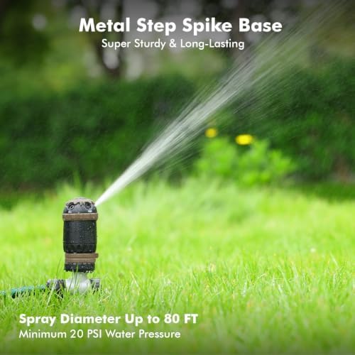 RESTMO 2 Pack Gear Drive Sprinkler with Step Spike Base, Brown - Image 3