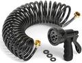 GASHER 100FT x 3/8" Coil Garden Hose, Expandable Garden Hose with 3/4" Brass Connector, Watering Hose Includes 8 Patterns Spray Nozzle for Outdoors Lawn Watering Car Washing by GASHER