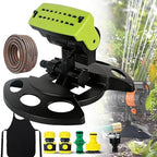 16-Nozzle Oscillating Sprinkler With Sprinkler Water Timer, 360° Rotating Lawn Sprinklers Wide Coverage, Adjustable 4-Way Mini Turbo Orbit Mist Sprinklers System, for Yard Garden (Green, with 5m hose) by Unknown