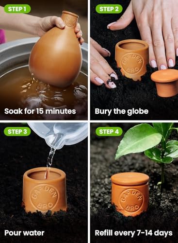 2pc Olla Pots For Garden Terracotta Watering Pots - 32oz XL Garden Olla Watering System For Raised Beds & Outdoor Plants - Covers 14 Sq Ft Irrigation Area, Water Plants While On Vacation [2pc XL 32oz] - Image 5