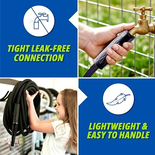 Hydrosteel 50 Ft Metal Garden Hose with Nozzle, Water Hose Made from Heavy Duty 304 Stainless Steel, Flexible, Lightweight, Crush Resistant Fittings, Non Kinking, 5/8” Diameter, 600 PSI - Image 6