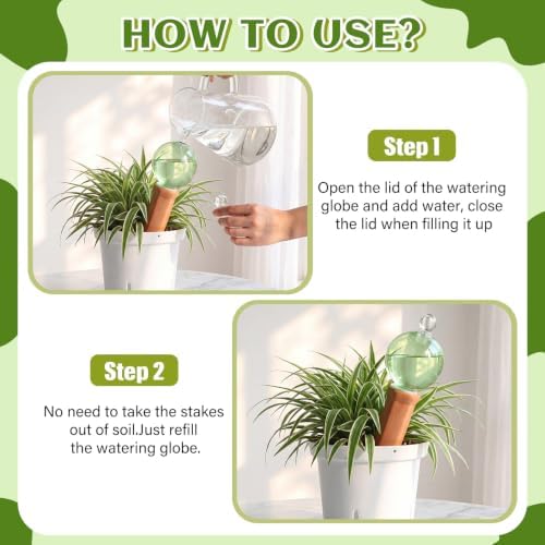 Teenyyou 3 Set 12oz Glass Self Watering Globes with Terracotta Self Watering Spike Large Glass Waterer Bulbs Automatic Water Planter Water Device for Indoor Outdoor (Green,Cactus)(Green,Classic) - Image 5