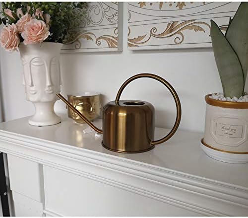Metal Watering Can Long Spout Watering Can Stainless Steel for Indoor Outdoor Plants 1.3L Watering Pot Bronze - Image 4