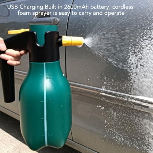 Zopsc Electric Foam Sprayer 2L, Cordless Car Wash Foam Sprayer, USB Rechargeable High Pressure Foam Gun for Home Garden Car Cleaning - Image 2