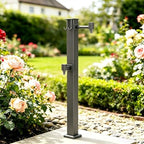 Outdoor Vertical Garden Water Column, Freestanding Hose Stand with Faucet, 304 Stainless Steel Outside Standing Water Tap Yard Hydrant for Irrigation Washing, Grey by SXBHDM