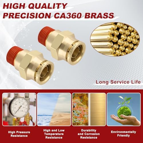 DOT Approved Male Straight Brass Union 5/8" Tube x 3/8" NPT, 10PCS - Image 2