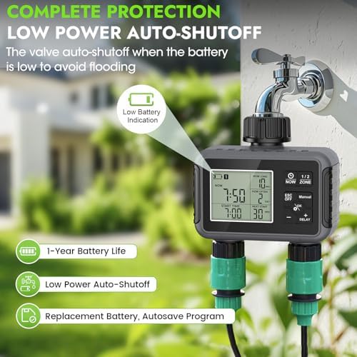 2 Zone Sprinkler Timer Programmable Water Timer with Rain Delay Watering Irrigation for Yard Lawn - Image 4