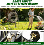 Garden Hose Holder with Brass Faucet, 45ft Rubber Hose, 5ft Leader Hose - Image 2