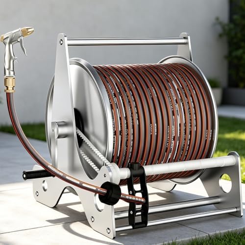 40m Capacity Stainless Steel Garden Water Hose Reel Rack-10mHose by Unknown