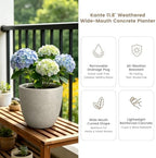 Kante Accent Round Bowl Weathered Concrete Planter 14" Dia, Outdoor - Image 2