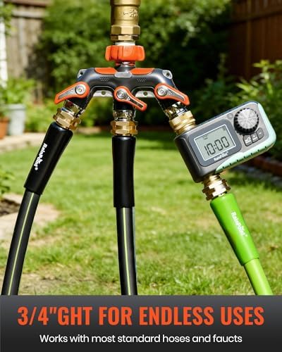 RAINPOINT 3 Way Hose Splitter, 100% Metal Heavy Duty Garden Hose Splitter With 1.9" Extra Long Handle & Individual Shut Off, 3/4 Inch GHT Thread Water Hose Connector For Spigot Faucet (Orange) - Image 6