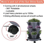 GameXcel Vertical Planter Tower - 3 Tier Stackable Garden Planters with Wheels and Tools Plant Pots for Strawberry Herb Flower and Vegetable Indoor Outdoor Use Dark Gray 2 Pack - Image 6