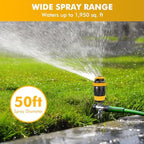 [2 Pack] RESTMO Gear Drive Sprinkler with Metal T-Spike Base,Yellow - Image 3