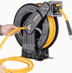 AIRZILLA Premium Steel Retractable Air Hose Reel With Dual Arm, 3/8"x50Ft Hybrid Polymer Hose, Heavy Duty Air Hose Reel included Auto Rewind Reel | Quick Air Coupler | Durable Double side Frame. - Image 3