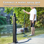 Outdoor Retro Post Faucet Freestanding Garden Hose Holder with Faucet & Spray Gun, Floor Mounted Water Tap for Irrigation Washing, Vertical Water Column Feature(Blue,69cm/27.1in) - Image 6