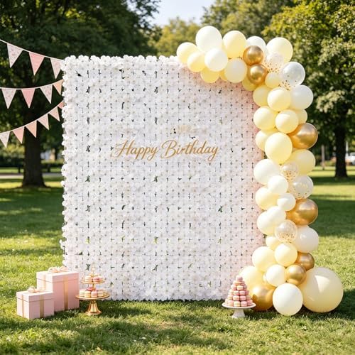 120x40in Privacy Screen for Fence Hydrangea Artificial Ivy Privacy Fence Panels Hedges Floral Wall Backdrop for Balcony Patio Garden Yard Pool Outdoor Decor (White) - Image 5