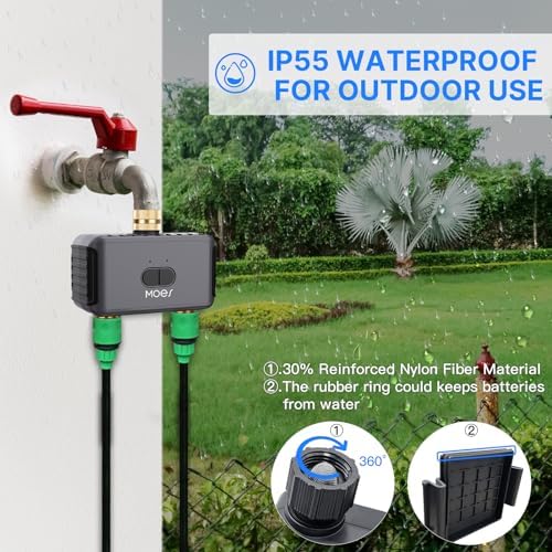 MOES 2-Zone BLE Sprinkler Timer, Dual Outlet, Rain Delay - Image 6