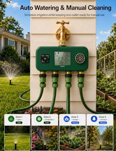 MOES 4-Zone Water Timer for Garden Lawn Hose, Brass 3/4 Inlet & Outlets - Image 3