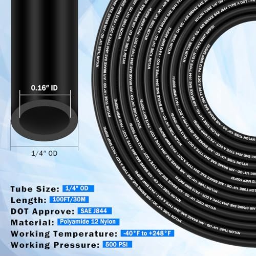 100FT 1/4" DOT Air Line with 40 Pcs Quick Connect Air Line Fittings - Image 3