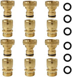 3/4 Inch GHT Solid Brass Garden Hose Quick Connect Fittings, Water Hose Connectors with Leak-Proof Seal for Outdoor Gardening and Cleaning Use (6, Gold) by Yoniccal