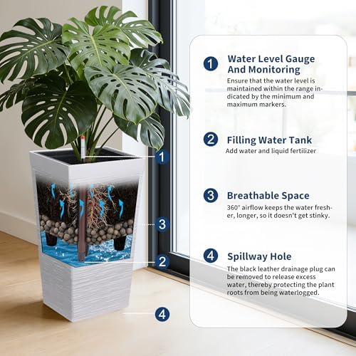 Tall Outdoor Planters Set of 2, 22.5'' Planters for Outdoor Plants - Image 3
