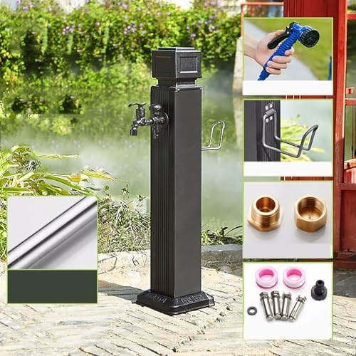 Outdoor Stainless Steel Garden Water Column/Hose Stand with Faucet Antifreeze Anti-Rust Courtyard Water Faucet Pillar Floor Mount Water Tap Columns Stainless Steel Square Vertical Garden Water Column( - Image 2