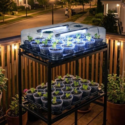 homenote 2 Pack Seed Starter Trays with Grow Lights and 40 3 Inch Pots - Image 3
