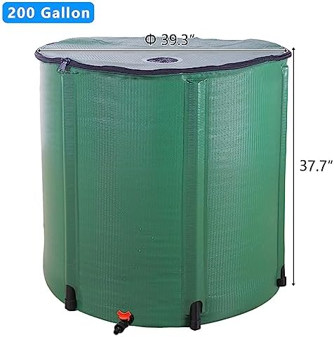 Collapsible Rain Barrel,Portable Water Storage Tank to Collect Rainwater from Gutter,Rainwater Collection System Downspout,Water Storage Tank Catcher Container with Filter Spigot(Green,200 Gallon) - Image 2