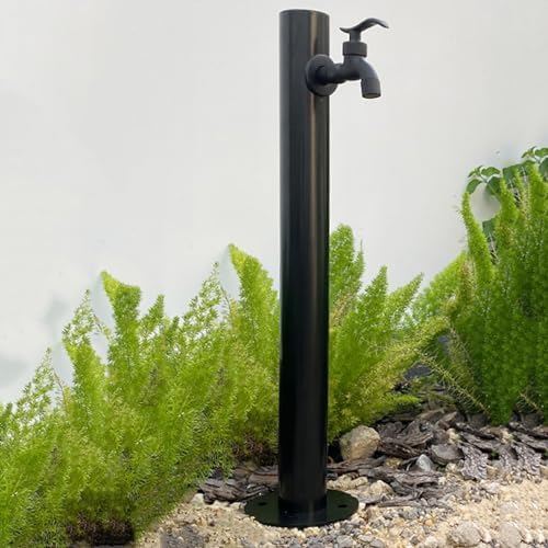 304 Stainless Steel Cylindrical Vertical Garden Water Column,Freestanding Hose Stand with Lock Faucet,Outdoor Antifreeze Faucet Water Dispenser Hydrant Water Feature Fountain, for Irrigation and Wa by Unknown